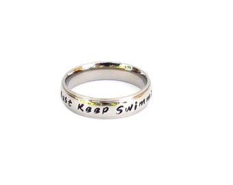 Just Keep Swimming - Ring Stainless Steel Jewelry Inspirational Jewelry Motivation Ring Swimmer Gift