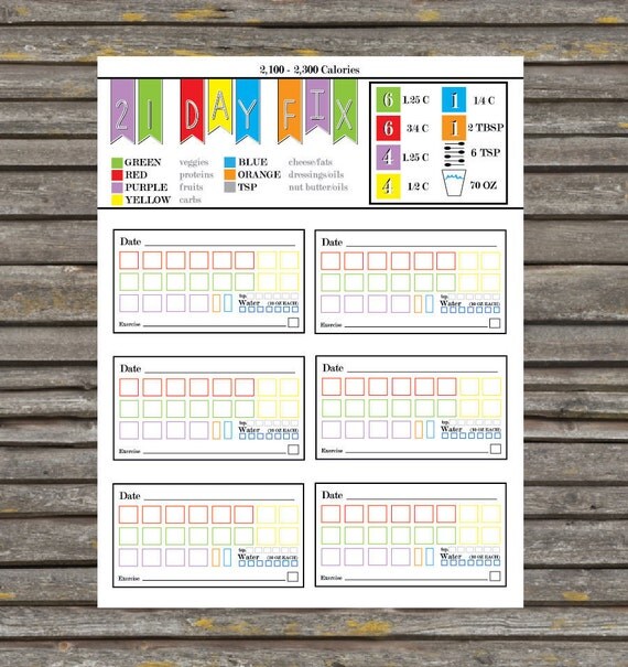 21 Day Fix Cheat Sheet 2100 2300 by RossDigitalExpress on Etsy