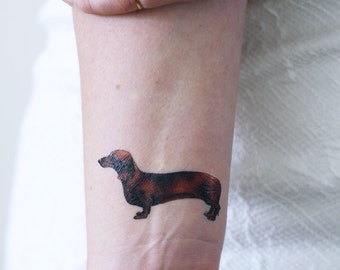 Small dachshund temporary tattoo / dog temporary tattoo / dog gift idea / dachshund gift idea / dog tattoo / dog fake tattoo / dog lover