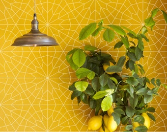 Geometric Flower Wallpaper / Self Adhesive or Traditional Wallpaper Z011-1