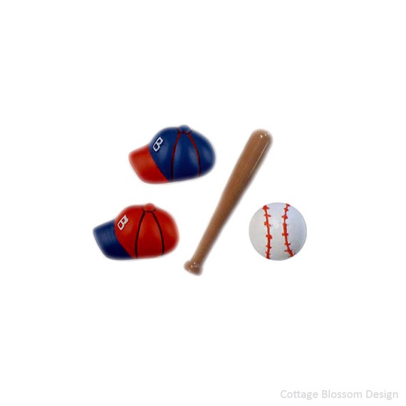 Baseball Buttons Baseball Bat Buttons Red & Blue Baseball