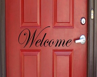 Vinyl Welcome Door Decal, Welcome Sticker, Door Decal