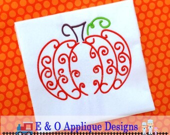 Pumpkin Embroidery Design - Fall Embroidery Design - Halloween Embroidery Design - Kitchen Embroidery - Swirly Pumpkin Embroidery Design