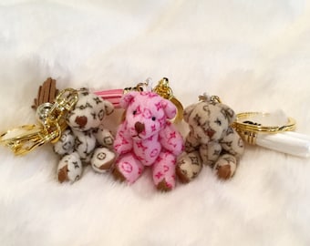 Adorable Louis Vuitton inspired teddy keychain/purse embellishment