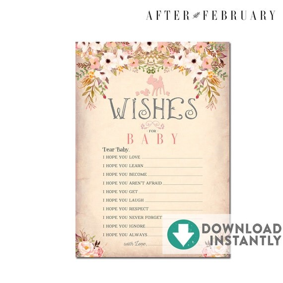 Baby Wishes Card Printable 5x7 2 Per Page // Baby by AfterFebruary