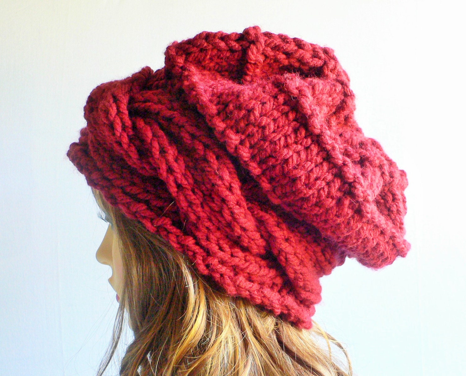 Red Knit Hat Knit Hat Women Red Hat Cable Knit Beanie