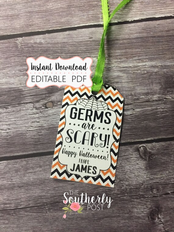 INSTANT DOWNLOAD Germs are Scary Halloween Gift Tags