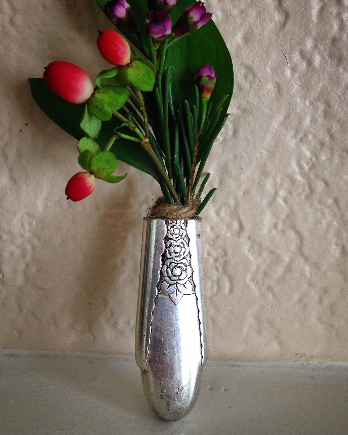 Flower Vase Boutonniere Lapel Pin Vintage Silverware