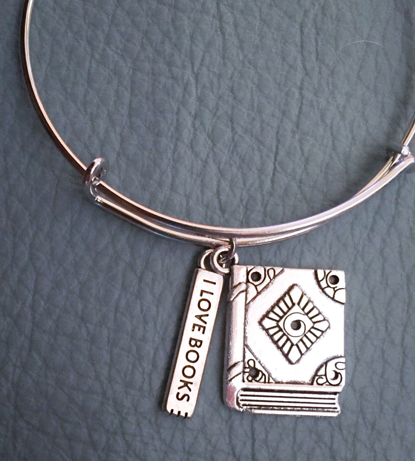 Book and Reading Themed Silver Bracelet Inspired by Charm