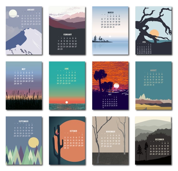 2016 Printable Hand Illustrated Landscape Calendar Beautiful