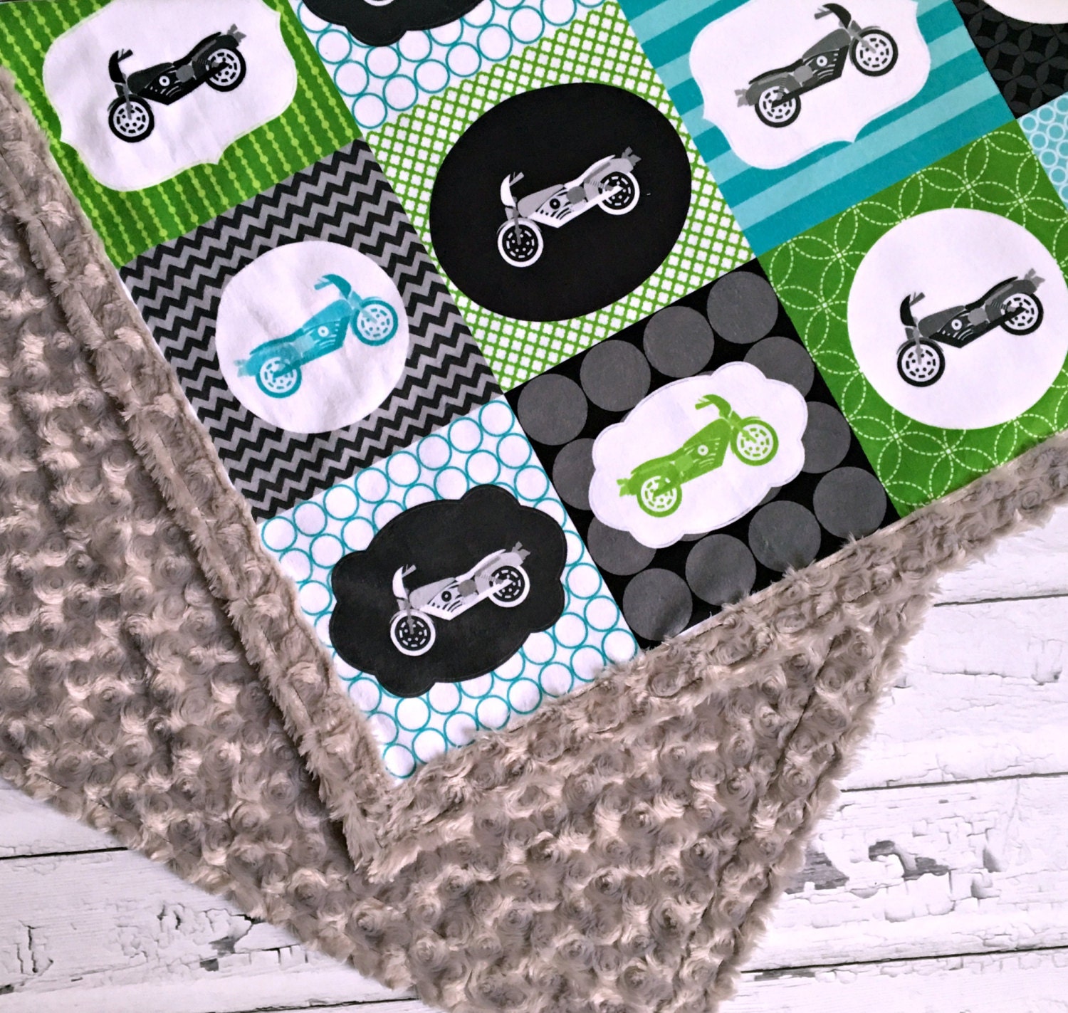 Motorcycle Minky Baby Blanket