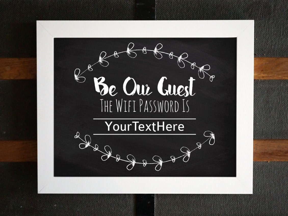 Be Our Guest Custom Printable Wifi Password by ELKGraphicDesign