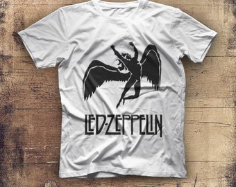 New Led Zeppelin Logo Mens White T Shirt Graphic Tee Size S M L XL 2XL