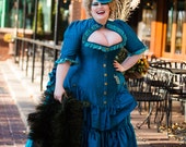 Steampunk Peacock Masquerade Gown - Alternative Bridal Dress- Fairytale Fantasy Victorian Bustle- Mardi Gras - Custom to Order