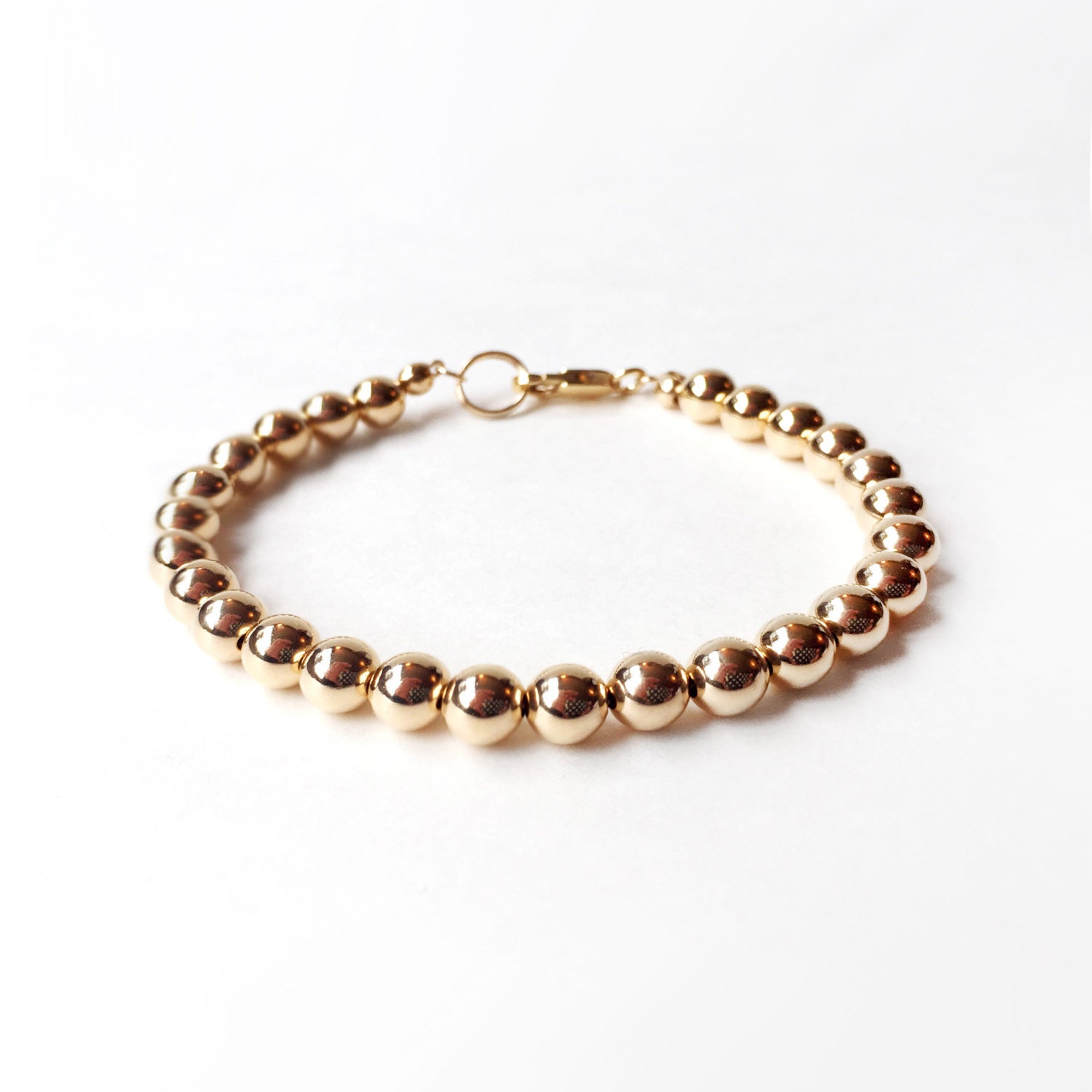Bracelet 14K Gold Filled Bead Bracelet 6mm Beads