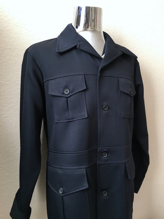 Vintage Mens 70's Leisure Jacket Navy Blue Polyester