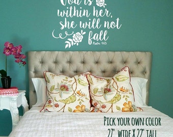 Psalm 46:5 Wall Decal / God is within her, she will not fall, scripture decal, scripture wall decal, bible verse wall decal, baby decal