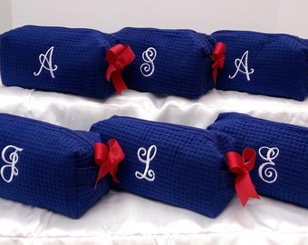 Small Waffle Cosmetic Bag Make up Case Personalized Bridesmaid Gifts
