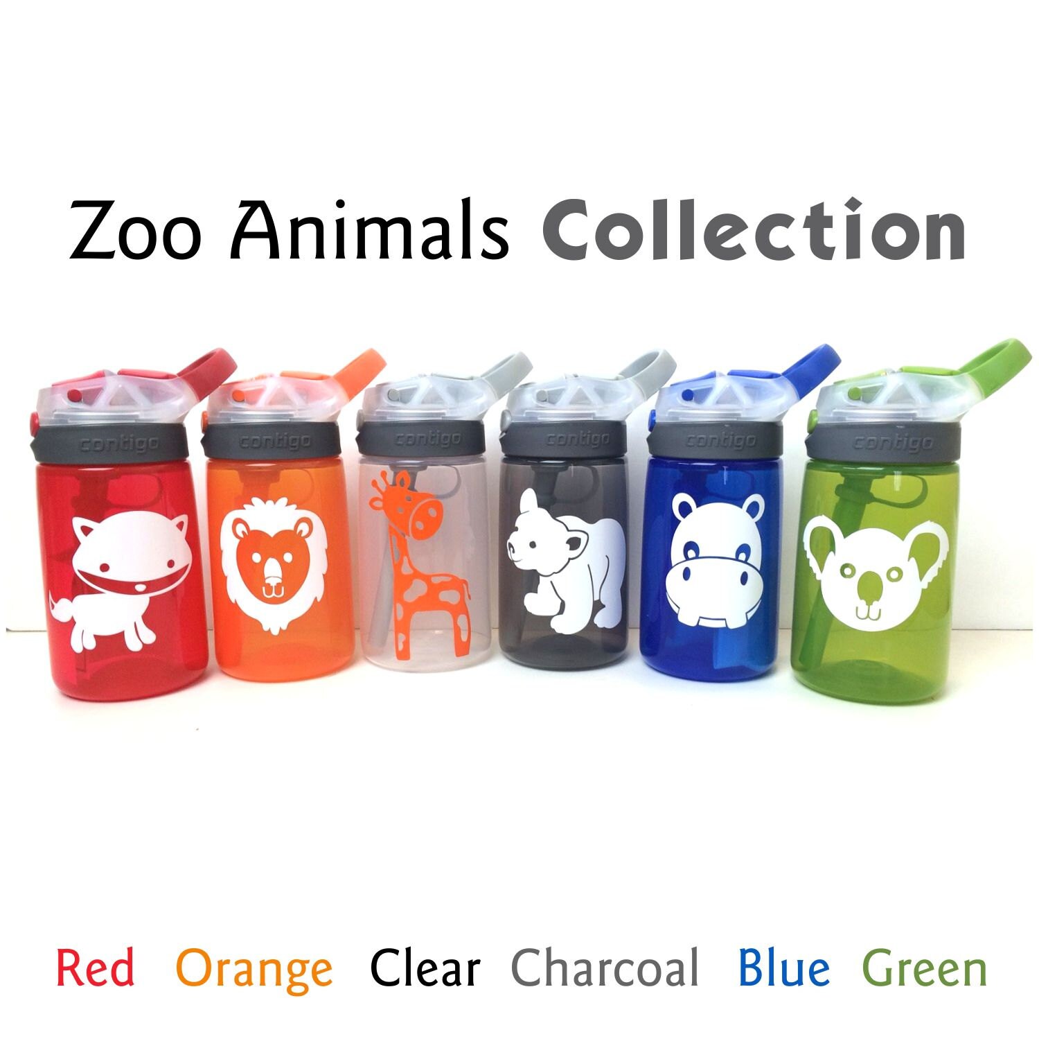 Contigo Water Bottle for Kids Zoo Animal Water Bottle