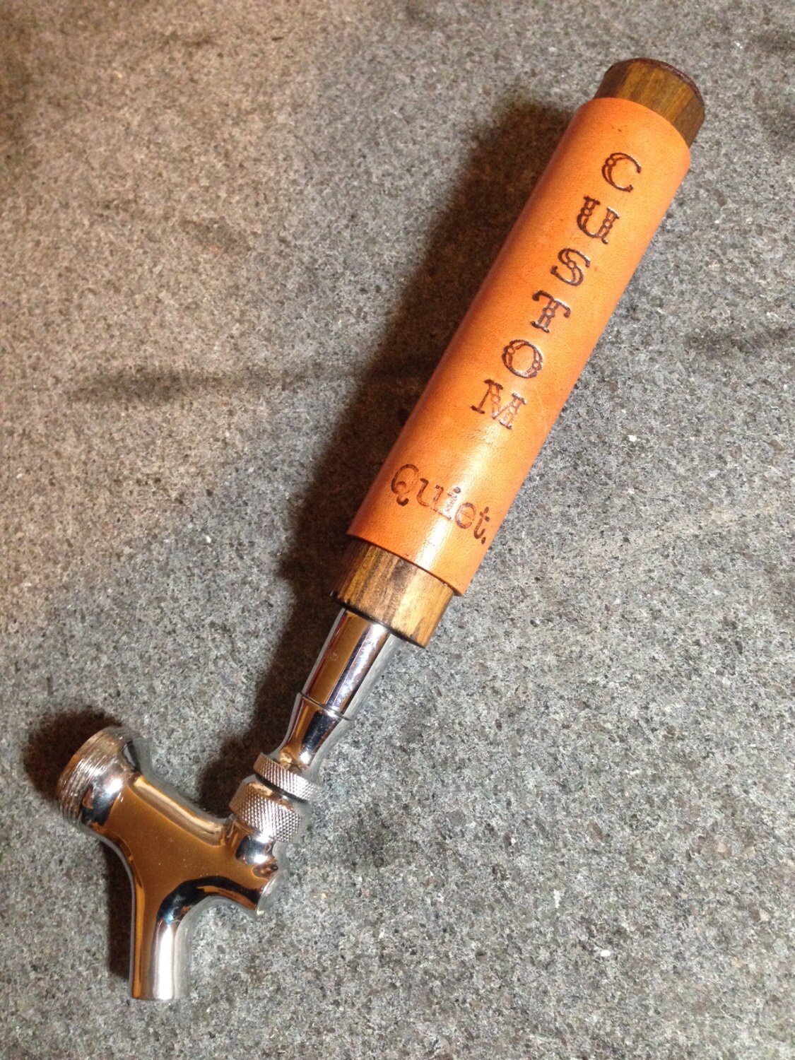 Custom Leather and Wood Beer Tap Handle Personalized Beer