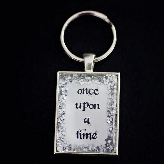FREE Worldwide Shipping - Glitter Once Upon A Time keyring. Glitter - sparkle - glass - silver - keychain - storybook -