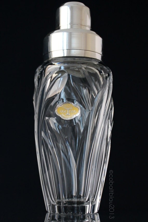 Cocktail Shaker Crystal Vintage Mid Century Glass Martini