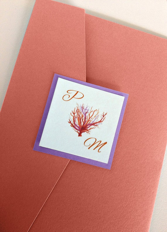 Coral Wedding Invitation Kits 10