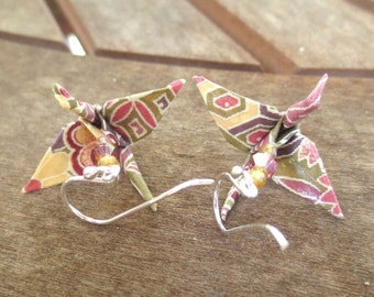 Origami Earring, Crane Earring, Asian Jewelry, Asian Earring, Japanese Jewelry, Japanese Earring, Cute Earring, Paper Earring, Colorful