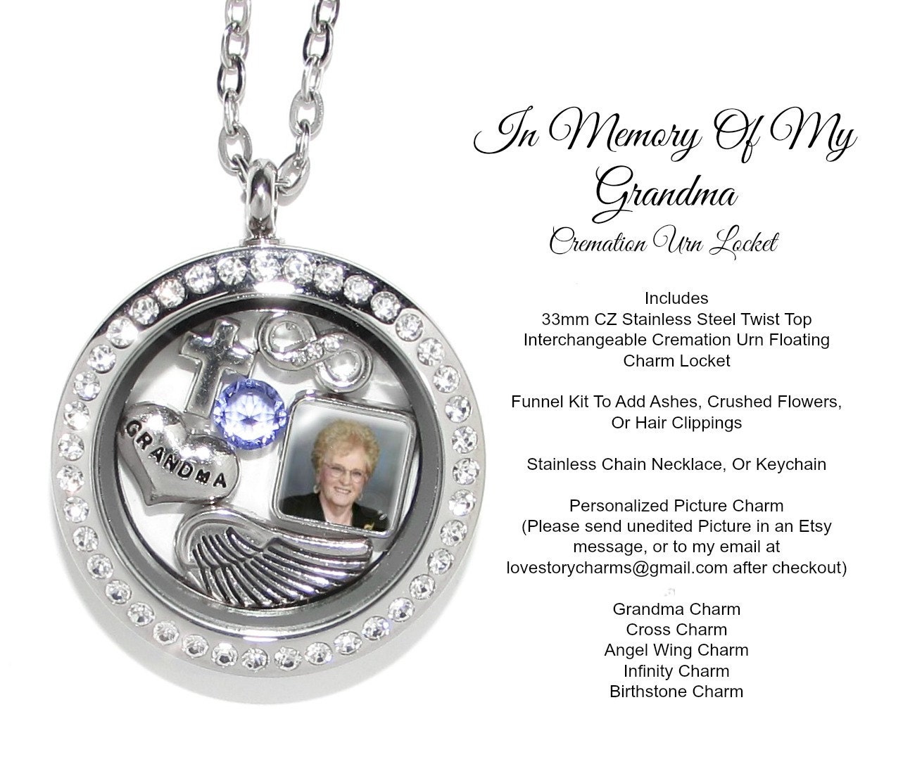 Grandma Cremation Urn Ashes Pendant Necklace Memorial