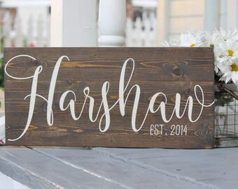 Last name sign Custom slatted wood sign Fam