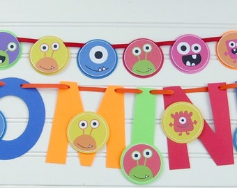 monster name banner, monster birthday party, monster bash birthday party, little monster birthday, monster bash baby shower, monster garland
