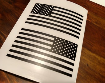 Set of Jeep Wrangler American Flag Decals 3M Matte Black - 6" x 3.16"