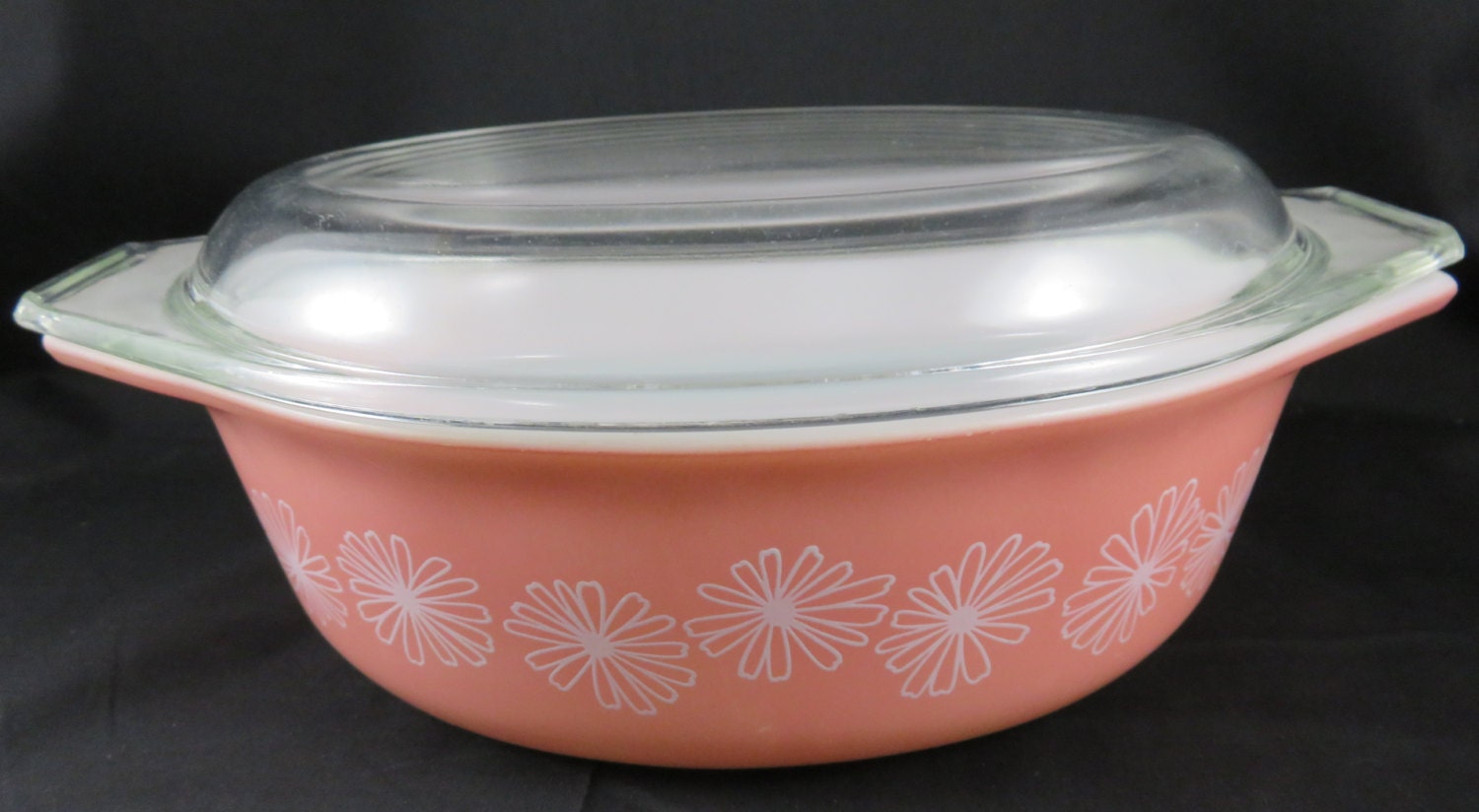 Pyrex Pink Daisy 043 Casserole W Lid 1 1 2 Quart Tab