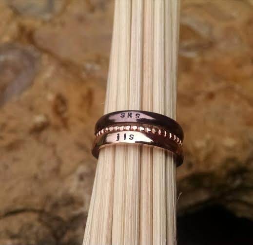 Personalized Mothers Ring Stackable Name Rings Set Rose Gold &  Mocha Gold Colors Set of 3 Mom birthday Graduation Inspirational Sister