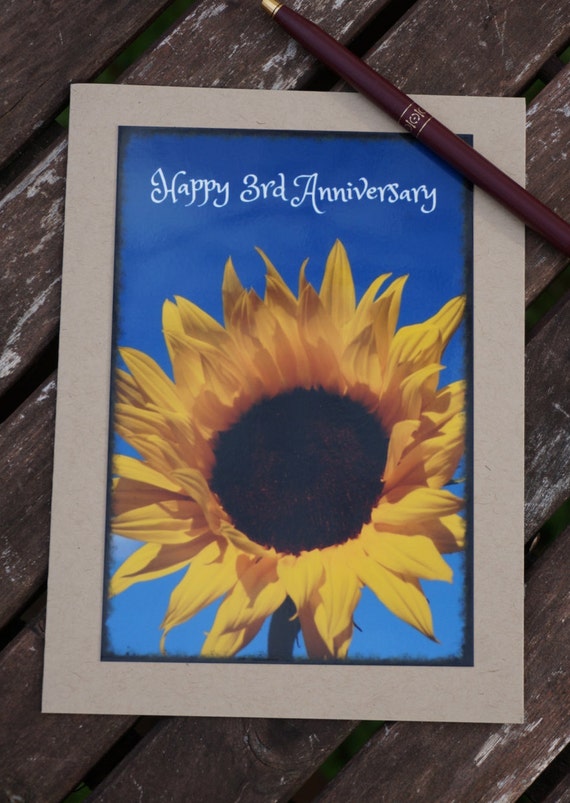 Symbol Happy 3rd Anniversary Sunflower Greeting Card Nature