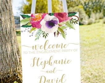 Engagement party welcome sign, welcome to our engagement, printable welcome sign, welcome sign, engagement welcome sign, gold welcome sign