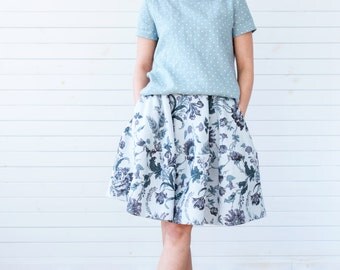 Linen top, Linen blouse, Linen tee, Linen summer blouse, Linen summer top, Dotted linen blouse, Blue linen blouse, Short sleeve linen blouse
