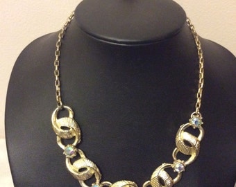Vintage aurora borealis rhinestone 1960's necklace