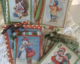 Christmas gift tags, handmade gift tags, vintage christmas tags
