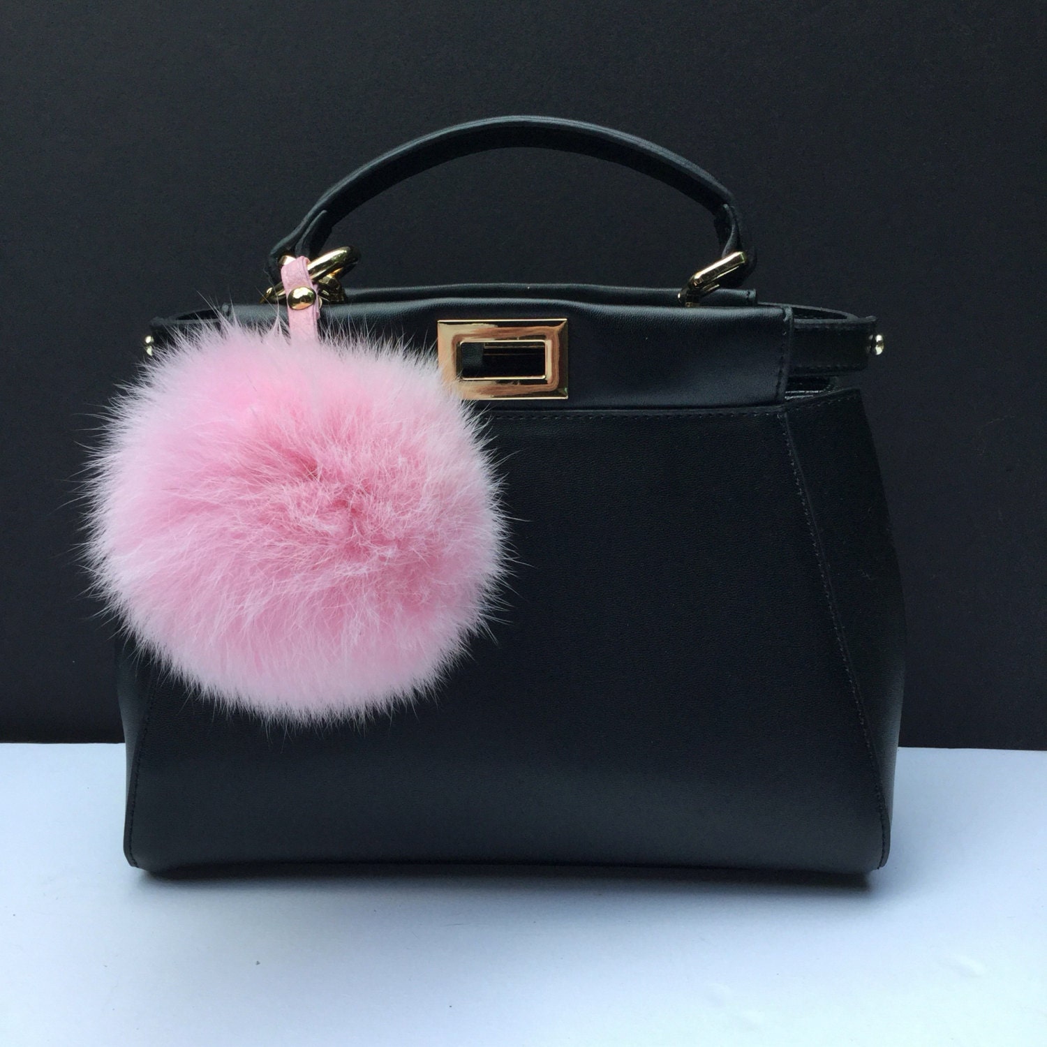 Fur bag charm fur pom pom keychain fur ballkeyring purse