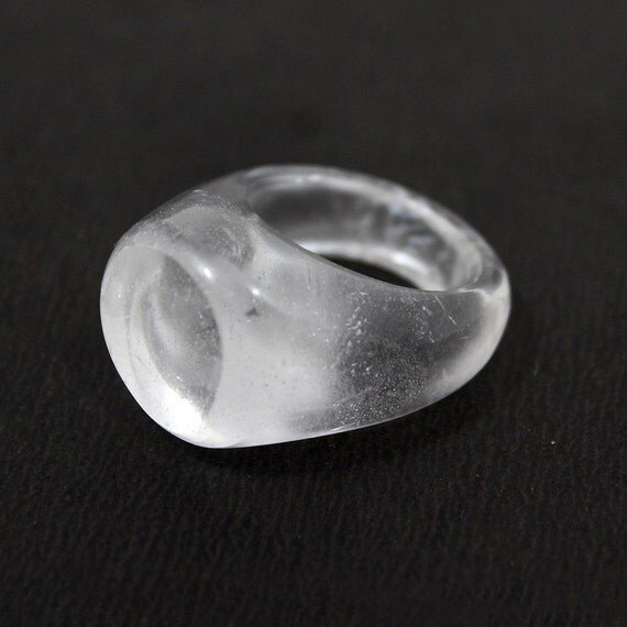 Clear Quartz Ring 81Ct US Ring Size 7.5 Hand Carved by QolorJewels