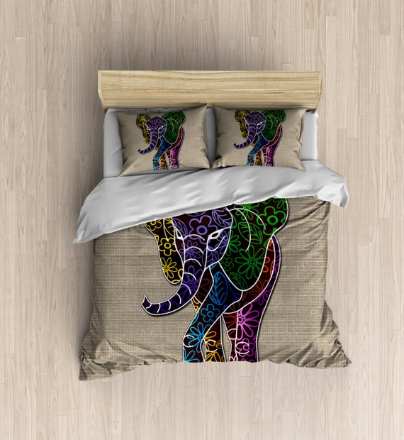 Elephant Bedding Beautiful Burlap Look Duvet Cover Elephant