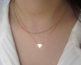 Initial necklace,initial triangle necklace,cute necklace, unique necklace ,gift idea, bridesmaids gift, wedding gift,gold,