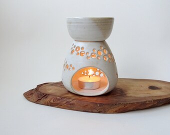 Essential Oil Burner - Handmade Ceramic - White Essential Oil Diffuser - Aromatherapy