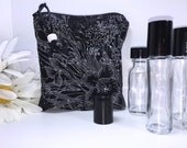 Black Floral Essential Oil Bag, 2-3 Bottles Young Living Oil Bag, Carry in Purse Essential Oil Travel Case, All in One Design Black Floral Essential Oil Bag, 2-3 Bottles Young Living Oil Bag, Carry in Purse Essential Oil Travel Case, All in One Design