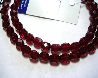 8mm Garnet Beads Faceted Czech Glass Rounds Preciosa Crystals 16 Inch Strand Beautiful Uniform Traditional Czech Glass Beads 8mm Faceted Red