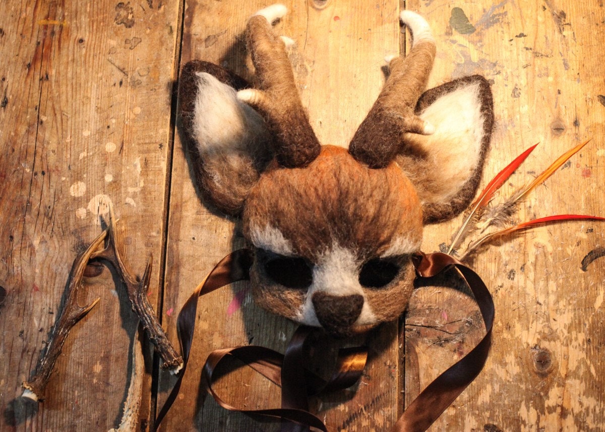Deer face mask handmade to order Woodland Art Masks animal