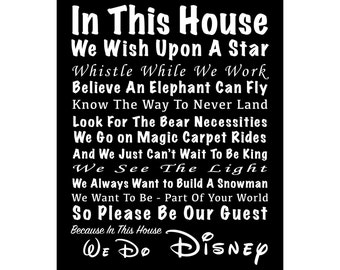 In This House We Do Disney - We Wish Upon A Star - Ready To Hang Canvas Wrap or Luster Paper