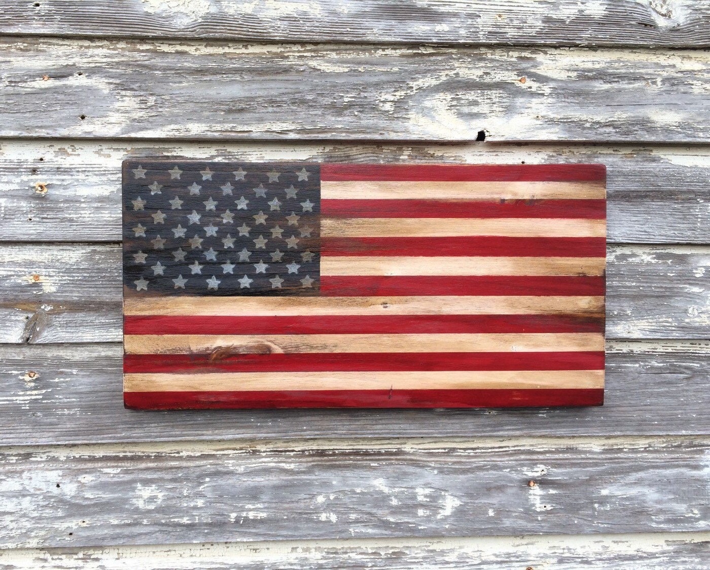 Distressed Wood American Flag Art Rustic by MasonDixonAndDime