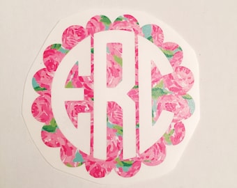 Scallop Lilly Pulitzer Monogram Decal - Choose Your Size & Pattern